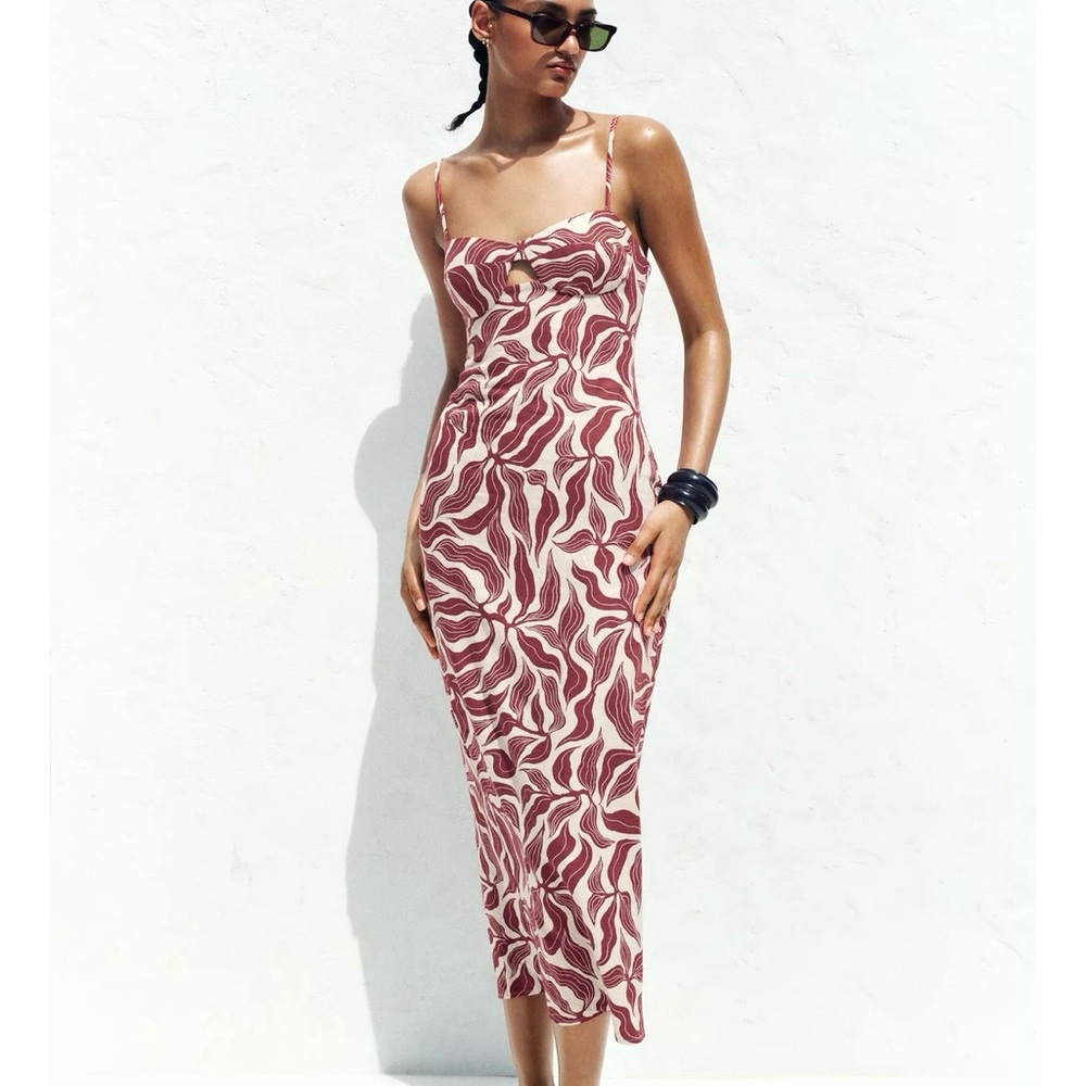 Zara Printed Rustic Linen Dress